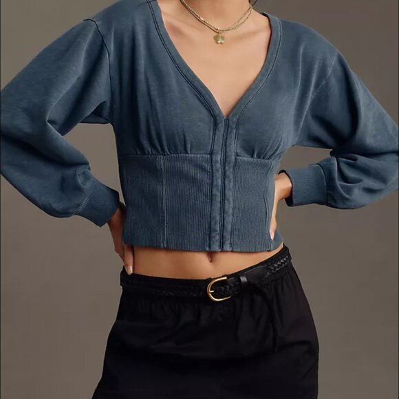 NWT Pilcro Anthropologie tie open back sweatshirt - Picture 1 of 8